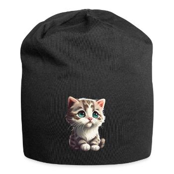 Cadeau chaton chat - Bonnet en jersey - noir - Devant