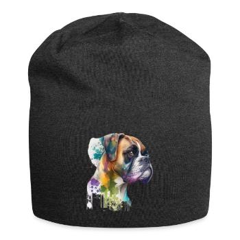 Deutscher Boxer Hund Wasserfarbe Design - Jersey-Beanie - Anthrazit - Vorne