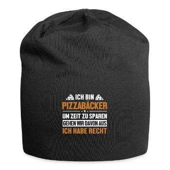 Pizzabäcker hat immer Recht Pizzaofen Pizza - Jersey-Beanie - Schwarz - Vorne