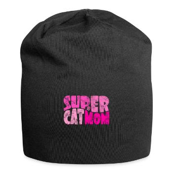 Super Cat Mom for the Best Cat Mom Ever Retro - Jersey Beanie - black - Front