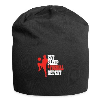 Fußballzubehör Geschenkidee Fußballfan - Jersey-Beanie - Schwarz - Vorne