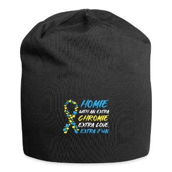 Welt-Down-Syndrom-Tag Awareness Ribbon - Jersey-Beanie - Schwarz - Vorne