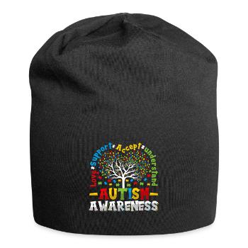 Love support accept understand autism - Jersey Beanie - black - Front
