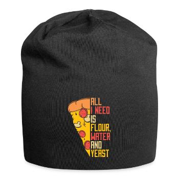 Tout ce dont j’ai besoin est de l’eau de farine et du plateau à pizza à la levure - Bonnet en jersey - noir - Devant