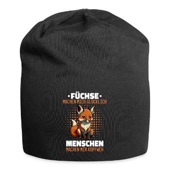 Fuchs Füchse Wildtier Waldtier Rotfuchs - Jersey-Beanie - Schwarz - Vorne