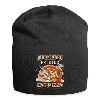 Lustiger Pizza-Spruch mit italienischer Pizza - Jersey-Beanie - Schwarz - Vorne