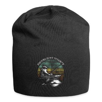 Fishing is my therapie - Jersey Beanie - black - Front