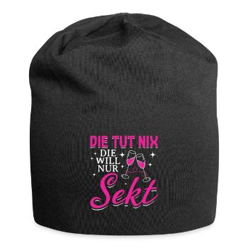 Die tut nix die will nur Sekt Mädelsabend Kostüm - Jersey-Beanie - Schwarz - Vorne