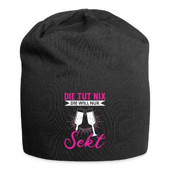 Die tut nix die will nur Sekt Mädelsabend Kostüm - Jersey-Beanie - Schwarz - Vorne