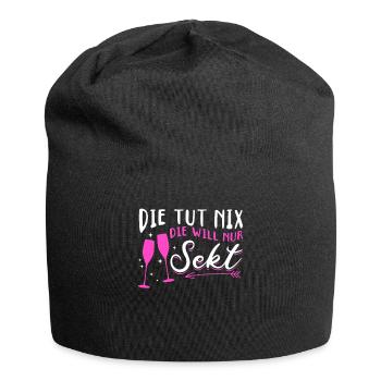Die tut nix die will nur Sekt Mädelsabend Kostüm - Jersey-Beanie - Schwarz - Vorne