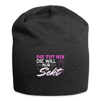 Die tut nix die will nur Sekt Mädelsabend Kostüm - Jersey-Beanie - Schwarz - Vorne