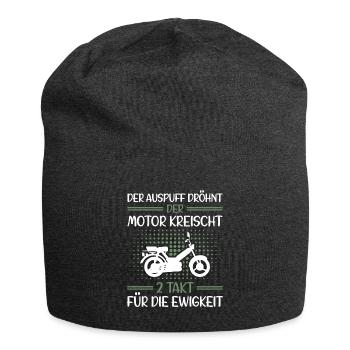 Moped Mokick Lustig Auspuff Dröhnt Motor Kreischt - Jersey-Beanie - Anthrazit - Vorne
