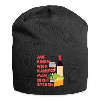 Spruch für Weinliebhaber, Wortspiel mit Wein - Jersey-Beanie - Schwarz - Vorne