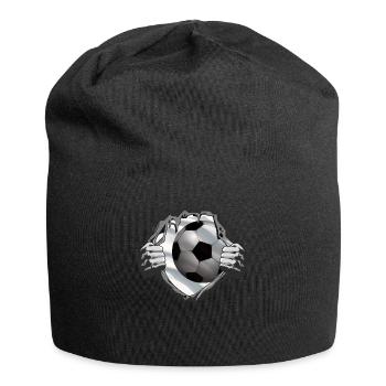 Fußballzubehör Geschenkidee Fußballfan - Jersey-Beanie - Schwarz - Vorne