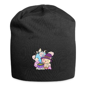 Kawaii Verrückte Katze Hexe - Jersey-Beanie - Schwarz - Vorne