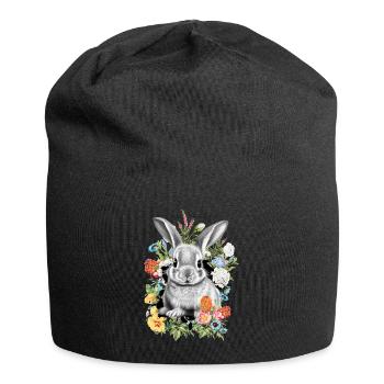 Rabbit Rabbit Flowers - Jersey Beanie - black - Front