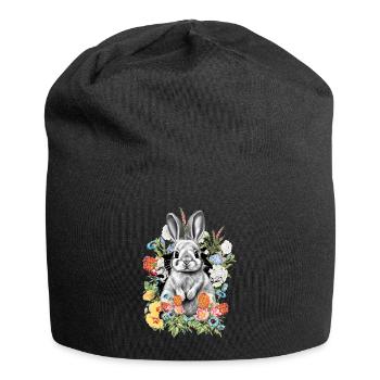 Rabbit Rabbit Flowers - Jersey Beanie - black - Front