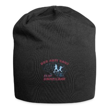 Fußballzubehör Geschenkidee Fußballfan - Jersey-Beanie - Schwarz - Vorne