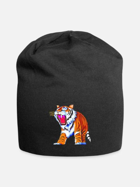 Säbelzahntiger Smilodon - Jersey-Beanie - Schwarz