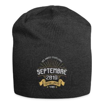 Septembre 2019 - Anniversaire en septembre - Bonnet en jersey - charbon - Devant