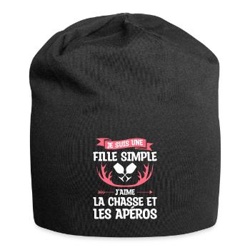 Je Suis Une Fille Simple J'aime La Chasse Et Les - Bonnet en jersey - noir - Devant