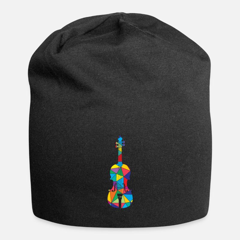 Low Poly Musikalisches Polygon Geige - Jersey-Beanie - Schwarz