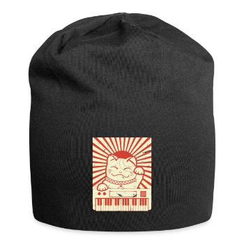 Modular Cat Japanese Analog Synthesizer Cat - Jersey Beanie - black - Front