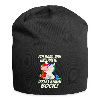 Ich kam, sah und hatte kein Bock - Mittelfinger - Jersey-Beanie - Schwarz - Vorne