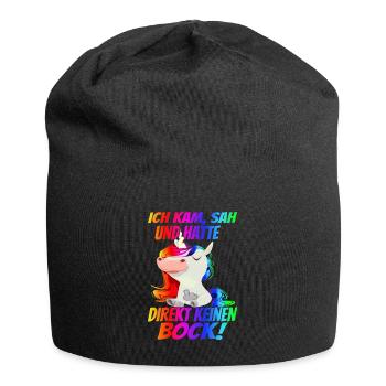 Ich kam, sah und hatte kein Bock - Mittelfinger - Jersey-Beanie - Schwarz - Vorne
