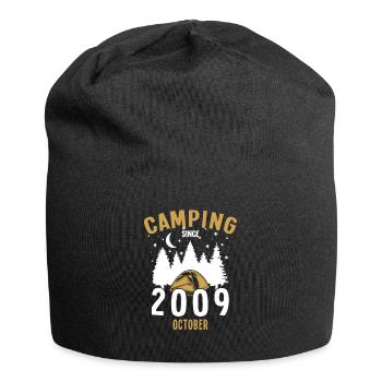 Geburtstag: Camping seit Oktober 2009 Zelten - Jersey-Beanie - Schwarz - Vorne