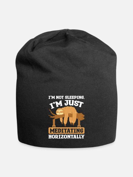 Sleeping Meditation horizontally Sloth - Jersey-Beanie - Schwarz