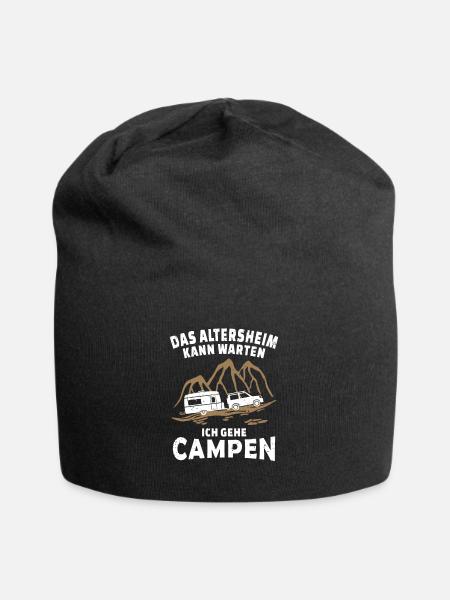 Lustig Camping Rentner Wohnwagen - Jersey-Beanie - Schwarz