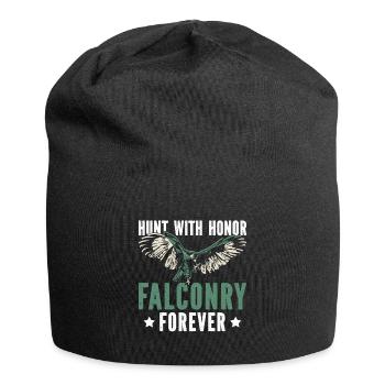 Hunt With Honor Falknerei Für Immer Falkenjäger - Jersey-Beanie - Schwarz - Vorne