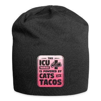 Diese Krankenschwester auf der Intensivstation wird von Katzen und Tacos CCRN angetrieben - Jersey-Beanie - Schwarz - Vorne