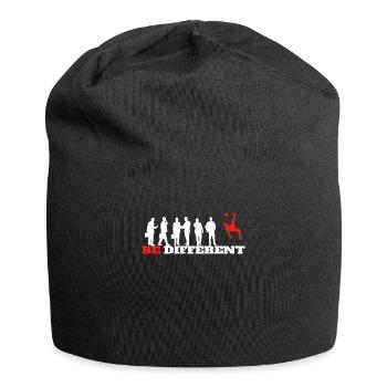Fußballzubehör Geschenkidee Fußballfan - Jersey-Beanie - Schwarz - Vorne