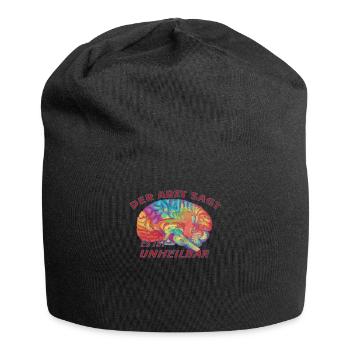 Fußballzubehör Geschenkidee Fußballfan - Jersey-Beanie - Schwarz - Vorne