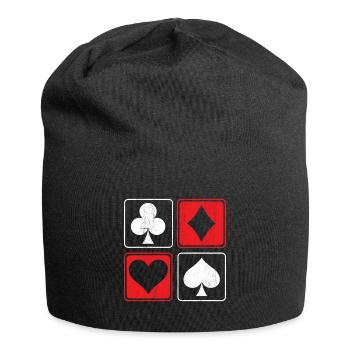 Poker Card Gambling Casino Gambler Game Hand Bluff - Jersey Beanie - black - Front