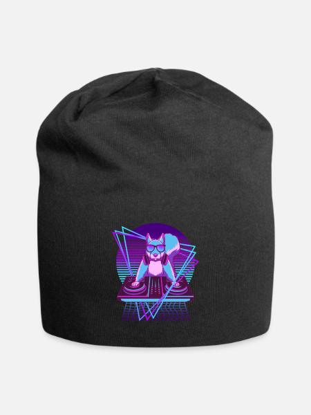 Vaporwave Eichhörnchen DJ Pult Eichhörnchen - Jersey-Beanie - Schwarz