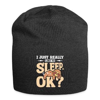 I just really like to sleep ok? Sloth - Jersey Beanie - charcoal grey - Front