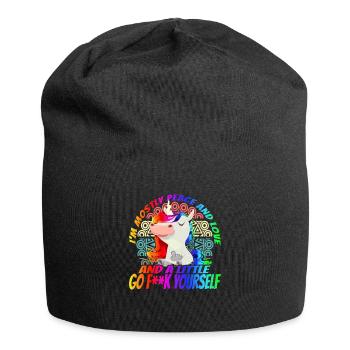 I am mainly peace, love - Yoga - Jersey Beanie - black - Front
