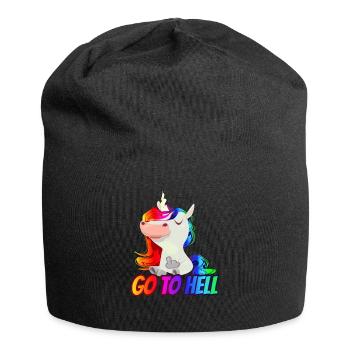 Geh - Mittelfinger-Regenbogen-Einhorn - Jersey-Beanie - Schwarz - Vorne