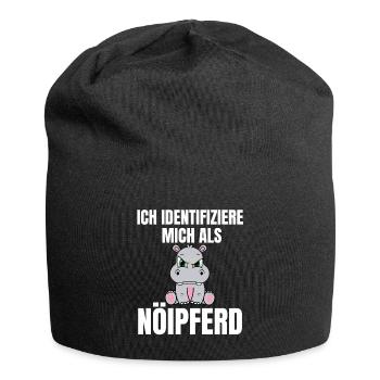 Gelangweiltes Nilpferd / Nölpferd / Keinen Bock - Jersey-Beanie - Schwarz - Vorne
