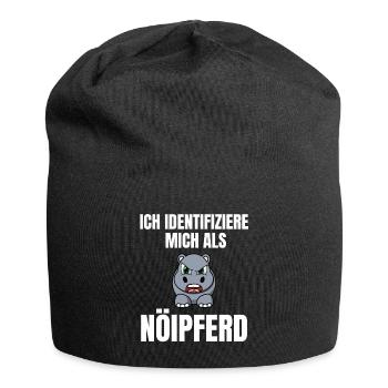 Gelangweiltes Nilpferd / Nölpferd / Keinen Bock - Jersey-Beanie - Schwarz - Vorne
