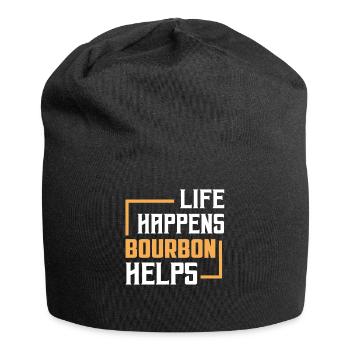 Life Happens Bourbon Helps Whiskey Drinking - Jersey Beanie - black - Front