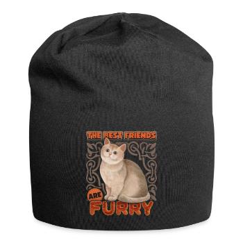 Katze Aquarell, vintage Katze lustiger Spruch - Jersey-Beanie - Schwarz - Vorne