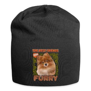 Pomeran, Spitz illustration vintage, chien disant - Bonnet en jersey - noir - Devant