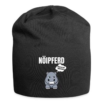 Gelangweiltes Nilpferd / Nölpferd / Keinen Bock - Jersey-Beanie - Schwarz - Vorne