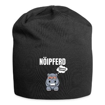 Gelangweiltes Nilpferd / Nölpferd / Keinen Bock - Jersey-Beanie - Schwarz - Vorne
