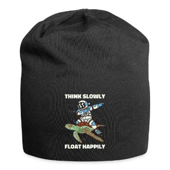 Weltraum Astronaut Schwebende Wildtiere Reptil - Jersey-Beanie - Schwarz - Vorne