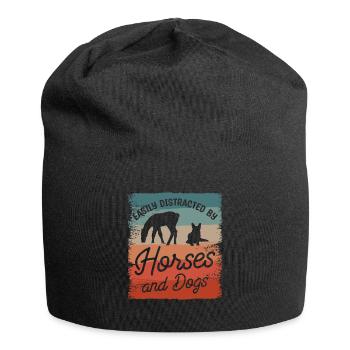 Facilement distrait par les chevaux et les chiens Chien de cheval - Bonnet en jersey - noir - Devant
